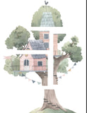 Ginger Monkey Pink Treehouse Wall Decal