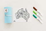 Scribble Mat Australian Map Reusable Mini Mat - Aqua
