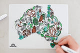 Scribble Mat Australian Map Reusable Mini Mat - Aqua