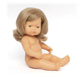 Miniland Doll 38cm - Caucasian Dark Blonde Girl Baby Doll (Undressed)