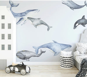 Ginger Monkey Watercolour Whale Wall Decal